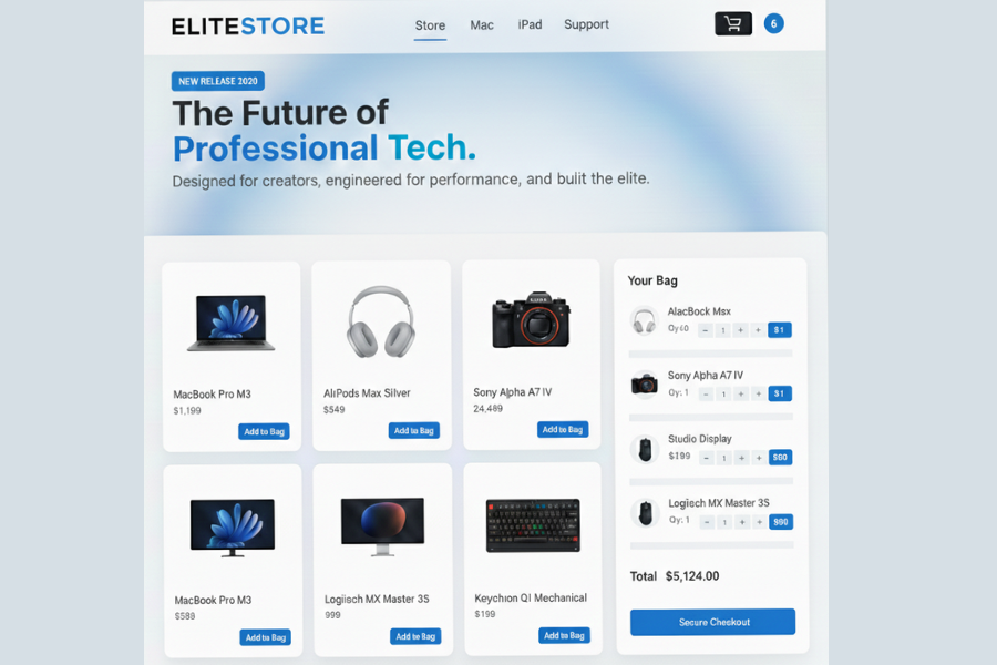 ELITE STORE – A Modern E-Commerce Website Built with HTML, CSS and JavaScript