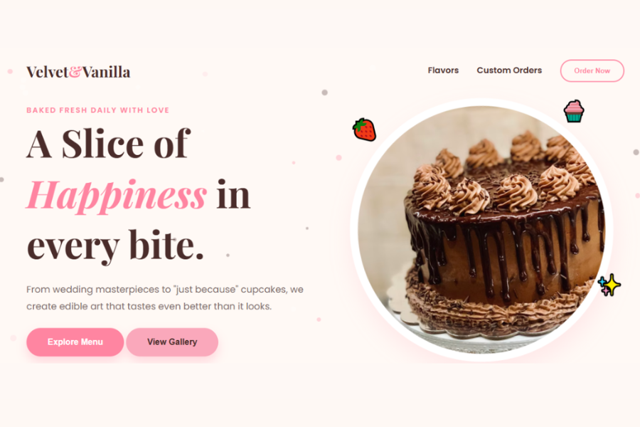 Bakery Website Hero Section Using HTML, CSS & JavaScript