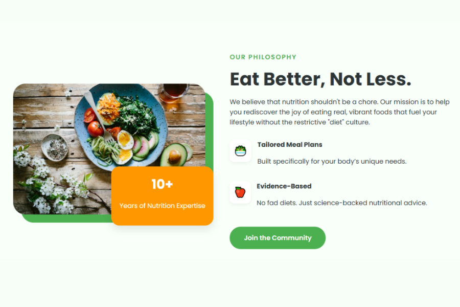 Diet Website About Section Using HTML, CSS & JavaScript
