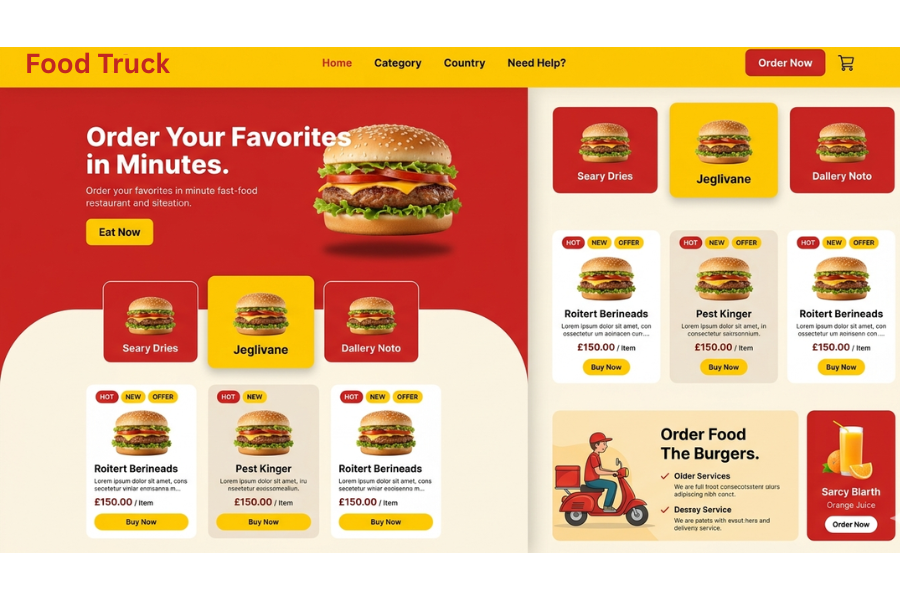 Modern Fast Food Website Design Using HTML & CSS – Responsive Food Delivery UI Template