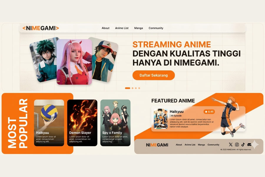 Modern Anime Streaming Website UI Design Using HTML, Tailwind CSS & JavaScript