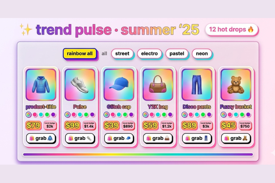 Colorful Trending E-Commerce Product Cards Using HTML, CSS & JavaScript