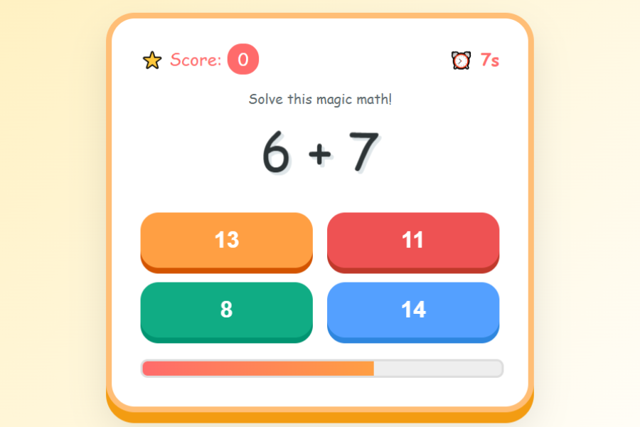 Fun JavaScript Math Quiz Game Using HTML, CSS & JavaScript