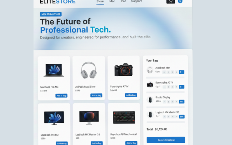 ELITE STORE – A Modern E-Commerce Website Built with HTML, CSS and JavaScript