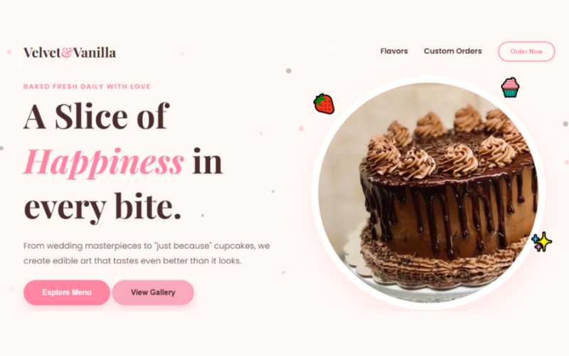 Bakery Website Hero Section Using HTML, CSS & JavaScript