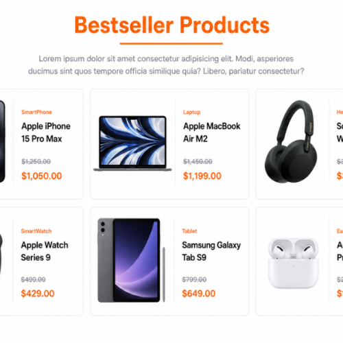 Bestseller Products Section Design Using HTML, Tailwind CSS & JavaScript