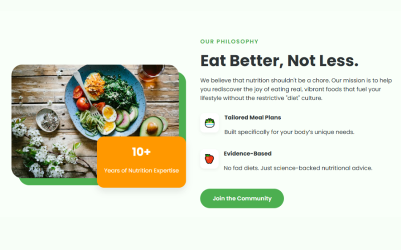 Diet Website About Section Using HTML, CSS & JavaScript