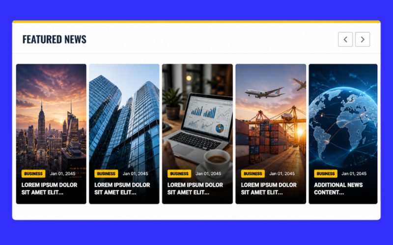 Featured News Section Design Using HTML, Tailwind CSS & JavaScript
