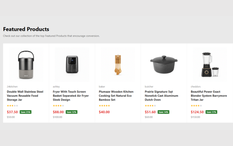 Featured Products Section Using HTML, CSS & JavaScript