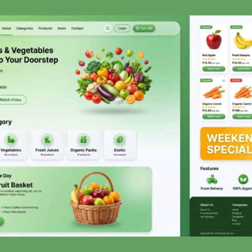 FreshHarvest – A Modern Organic Grocery E-Commerce Website Built with HTML, CSS & JavaScript