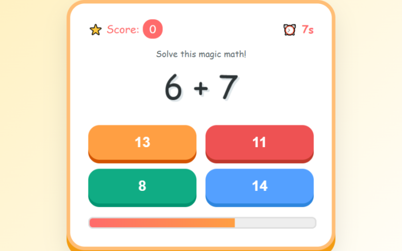Fun JavaScript Math Quiz Game Using HTML, CSS & JavaScript