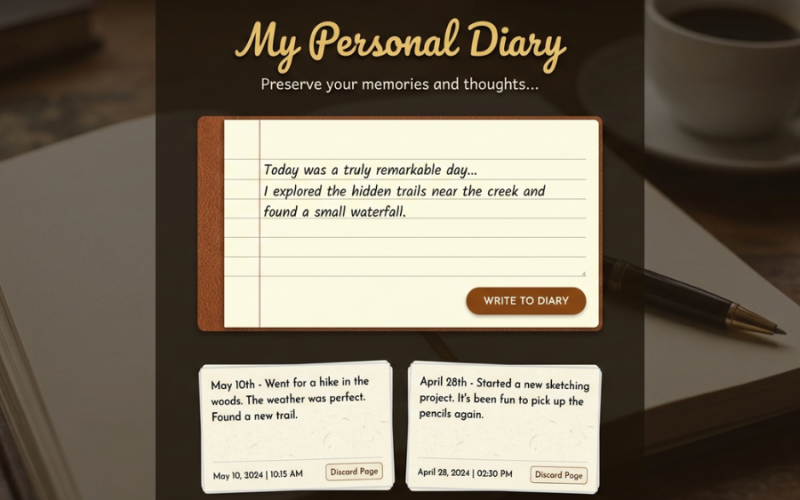 Personal Diary Website Design Using HTML, CSS & JavaScript