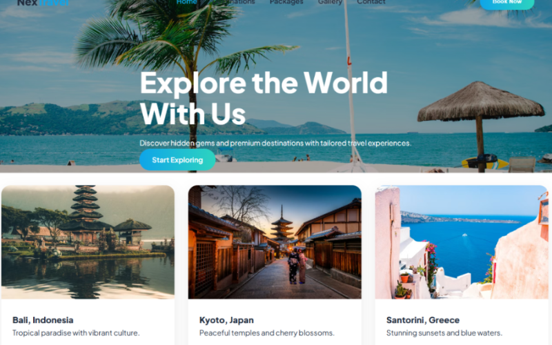 Travel Website Using HTML, CSS & JavaScript
